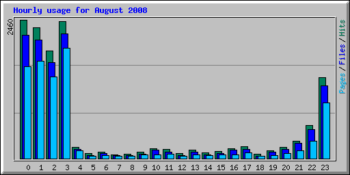 Hourly usage for August 2008